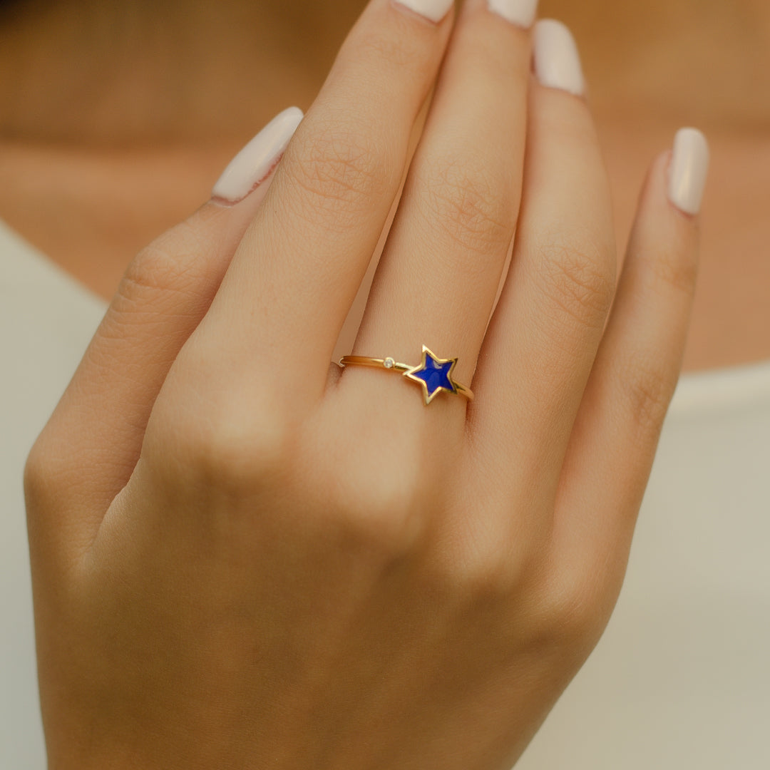 Kite Diamond Ring, Floral Star Engagement Wedding Ring, Five Stone Diamond  Ring, 14K White Gold Star Ring, Anniversary Promise Gift Ring - Etsy